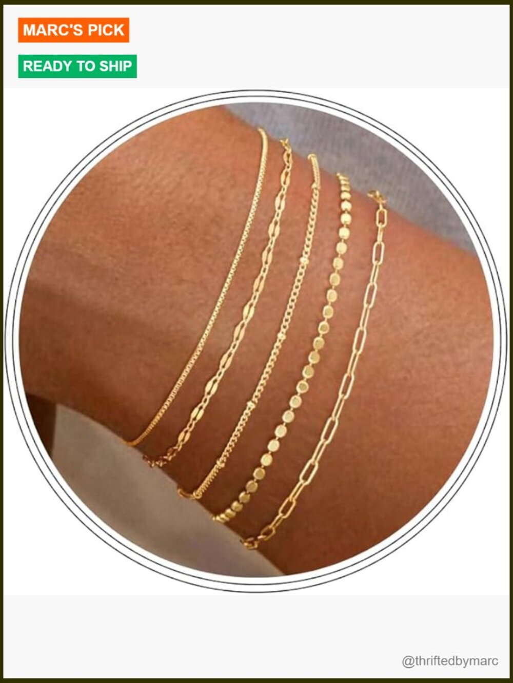Dainty Satellite Paperclip Bracelet Set Layered Link Chain Gold Jewelry
